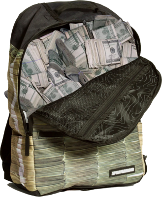 Drug Money Stacks in Backpack