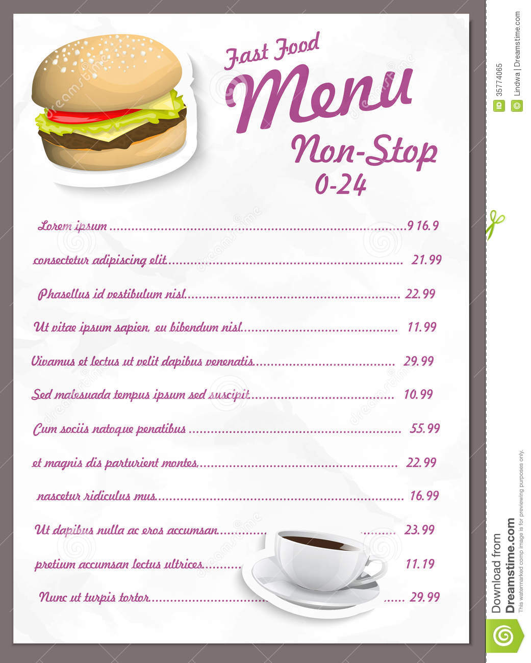 Fast Food Menus