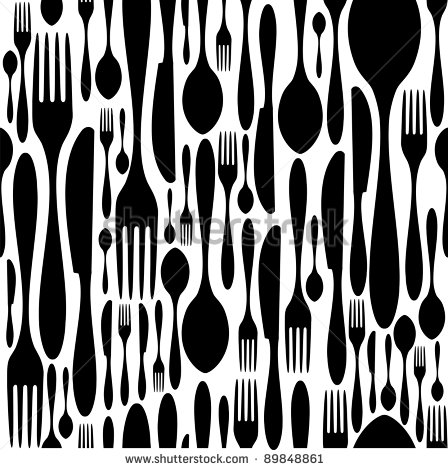 Fork Knife Spoon Clip Art Black and White