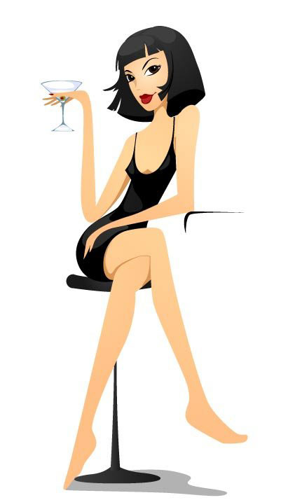 Girl Drinking Martini Clip Art