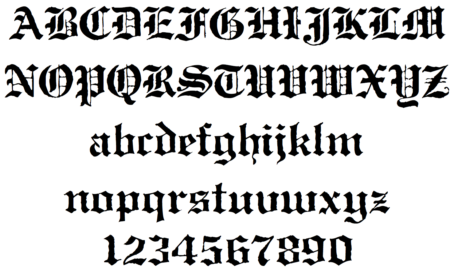 Gothic Calligraphy Font Alphabet Letters