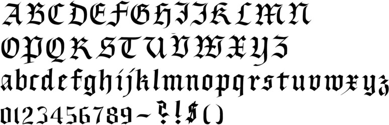 Gothic Calligraphy Font Alphabet Letters
