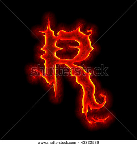Gothic Letter R On Fire