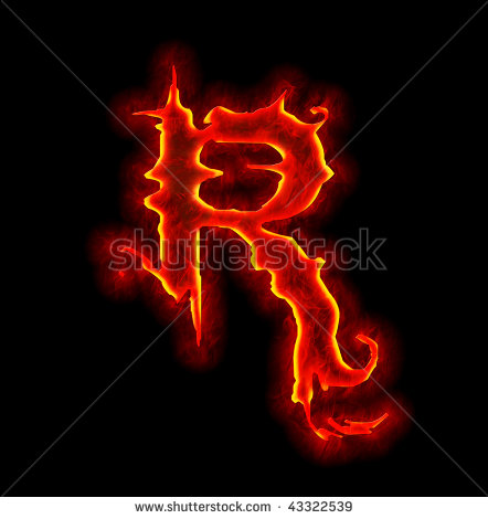 Gothic Letter R On Fire Gothic Letter R On Fire