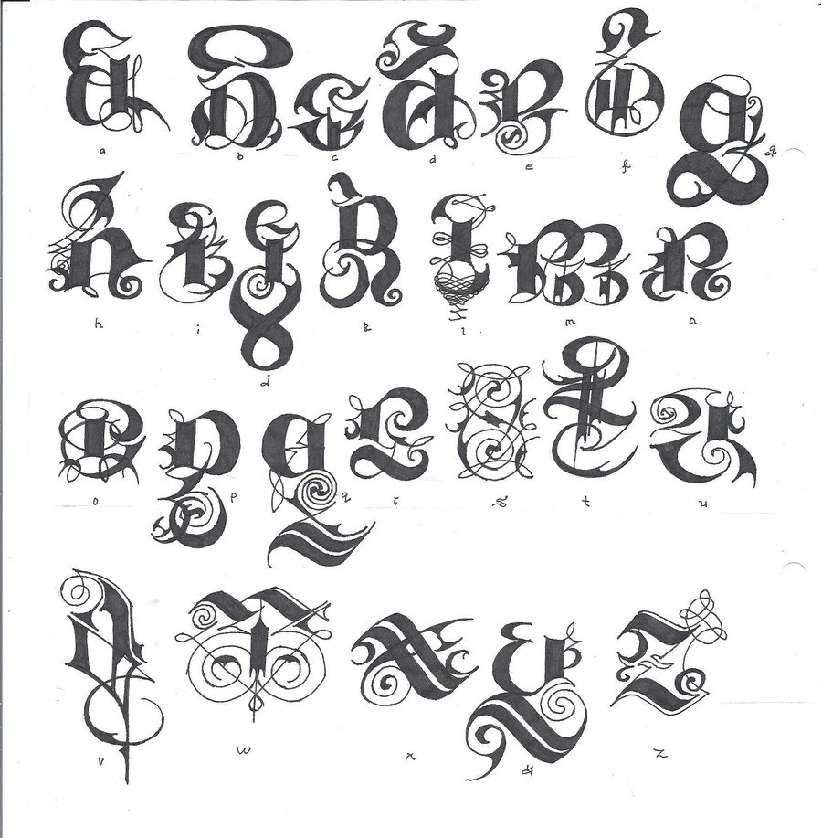 gothic calligraphy alphabet a z