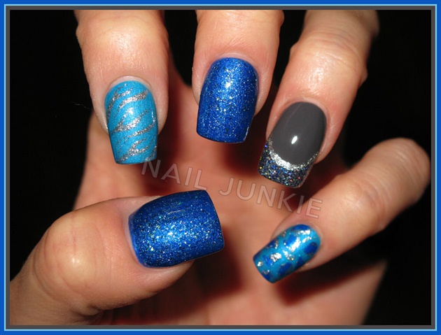 Gray and Blue Nail Designs