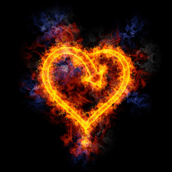 Heart with Flames and Arrow