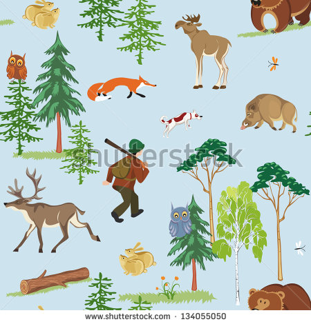 Hunting Wild Animals Vector