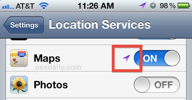 iPhone Location Service Icon