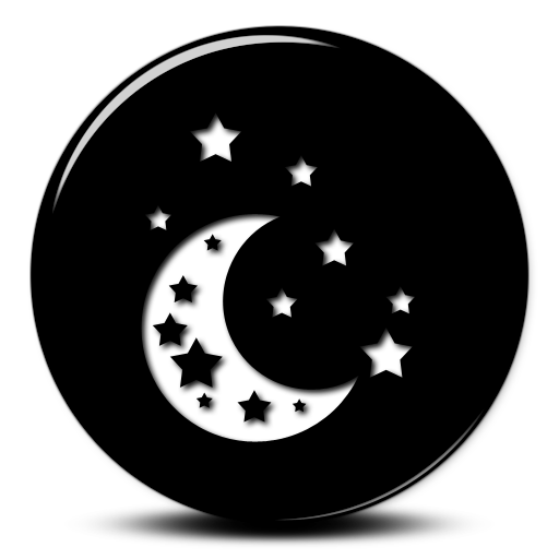 Moon and Stars Icon Black