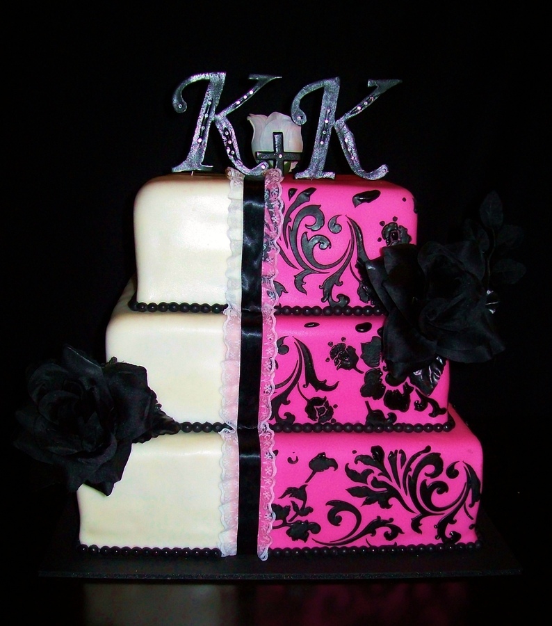 Pink Black Wedding Cake