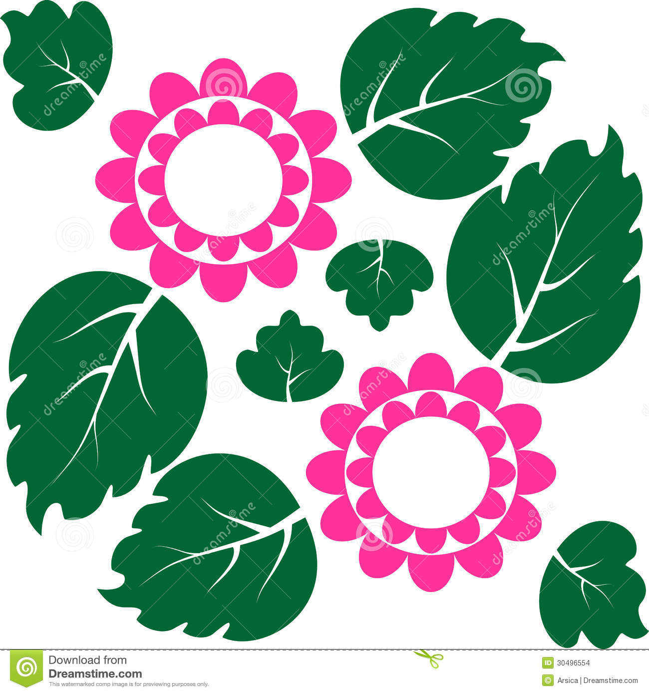Pink Flower with Leaves