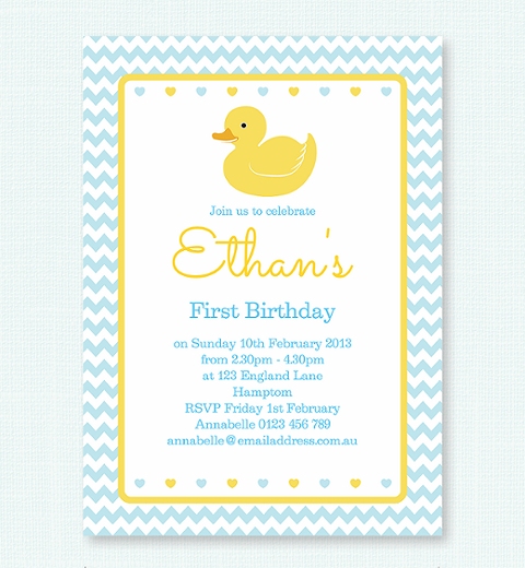 Rubber Ducky Birthday Invitations