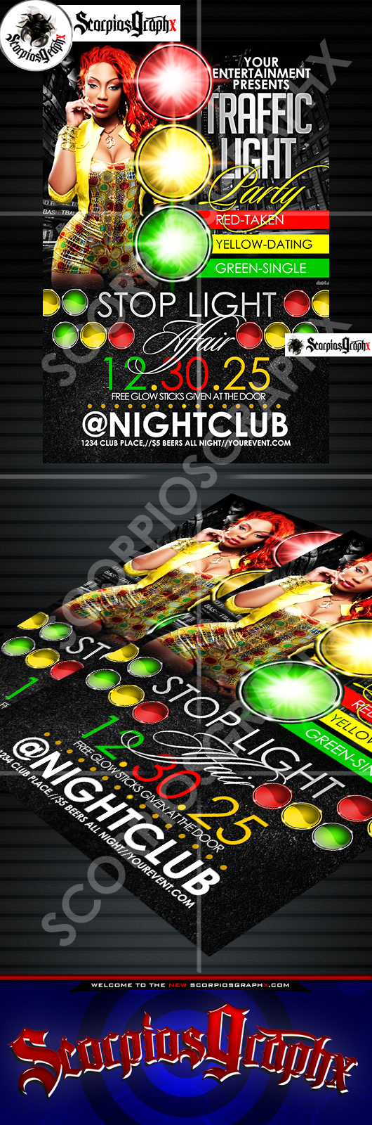 Stop Light Party Flyer Templates