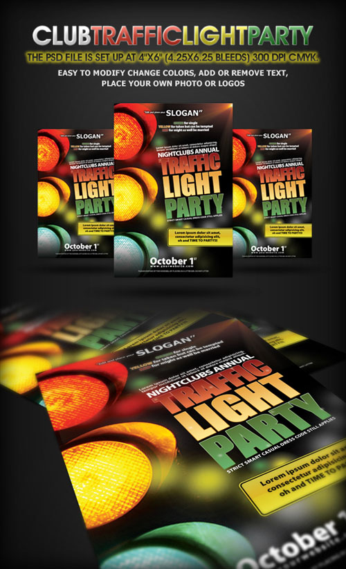 Traffic Light Party Flyer Template