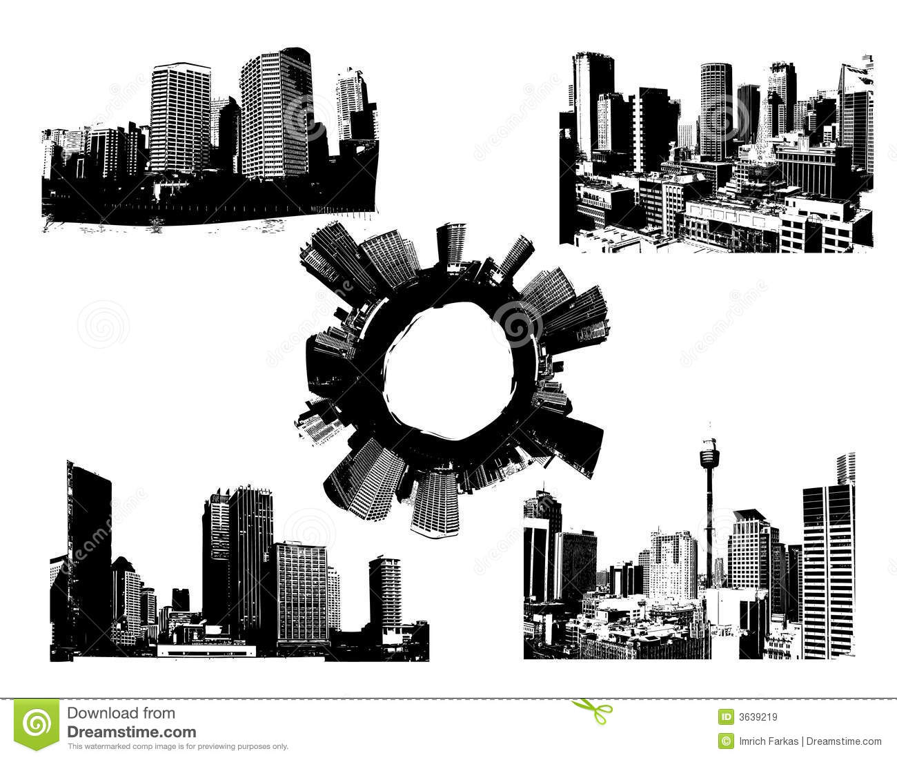 Vector Black and White Cities
