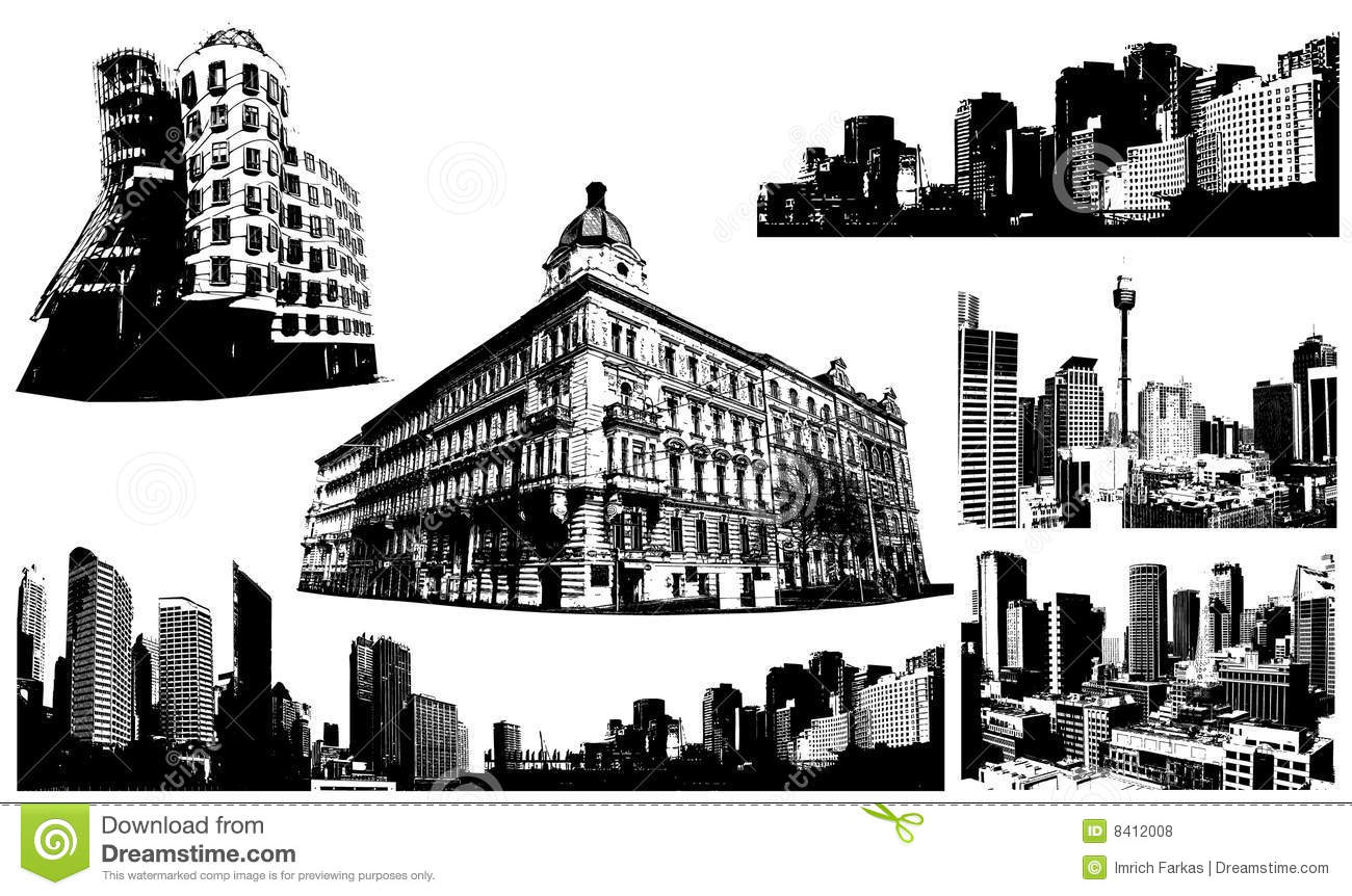 Vector Black and White Cities