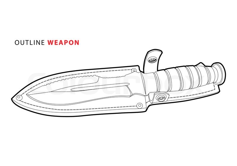 White Bowie Knife Outline