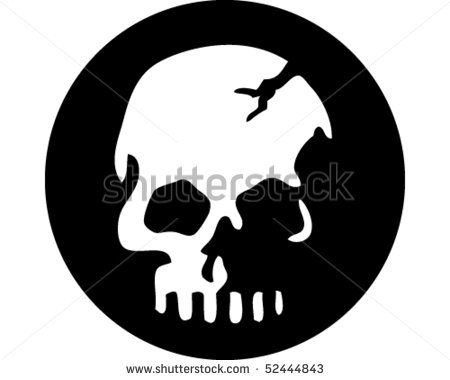 White Skull Black Circle Logo