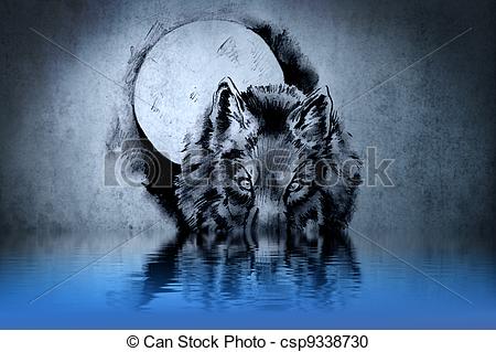 Wolf in the Water Reflection Tattoo