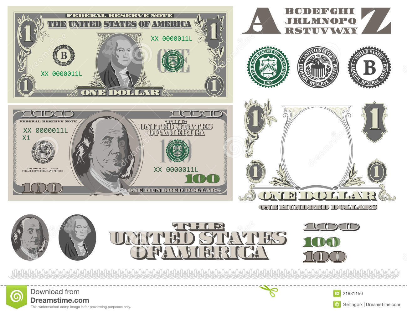 100 Dollar Bill Template