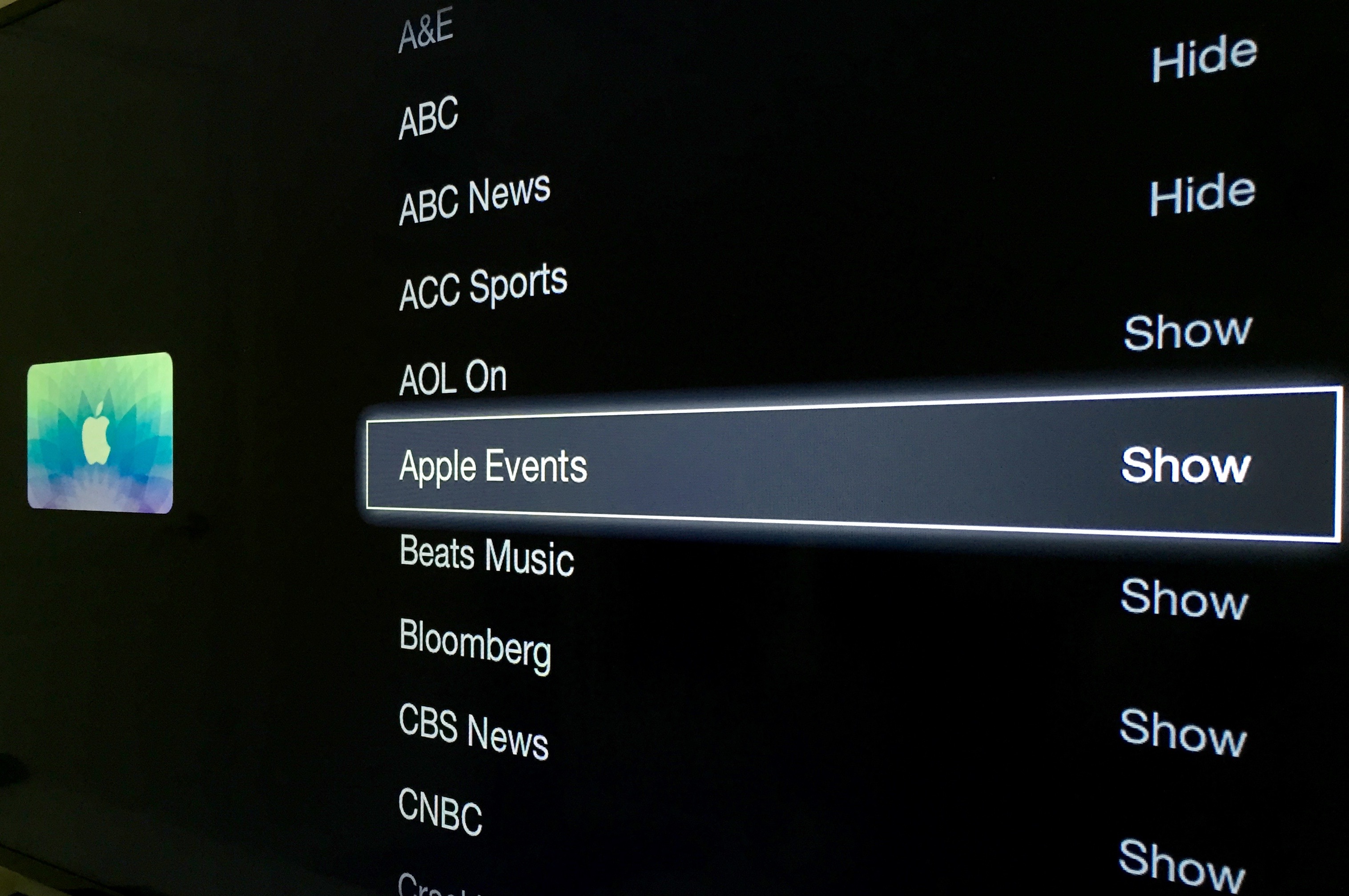 2015 Apple TV Channels