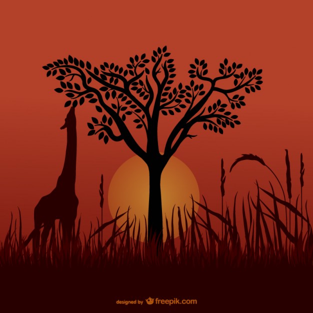 African Giraffe Silhouette