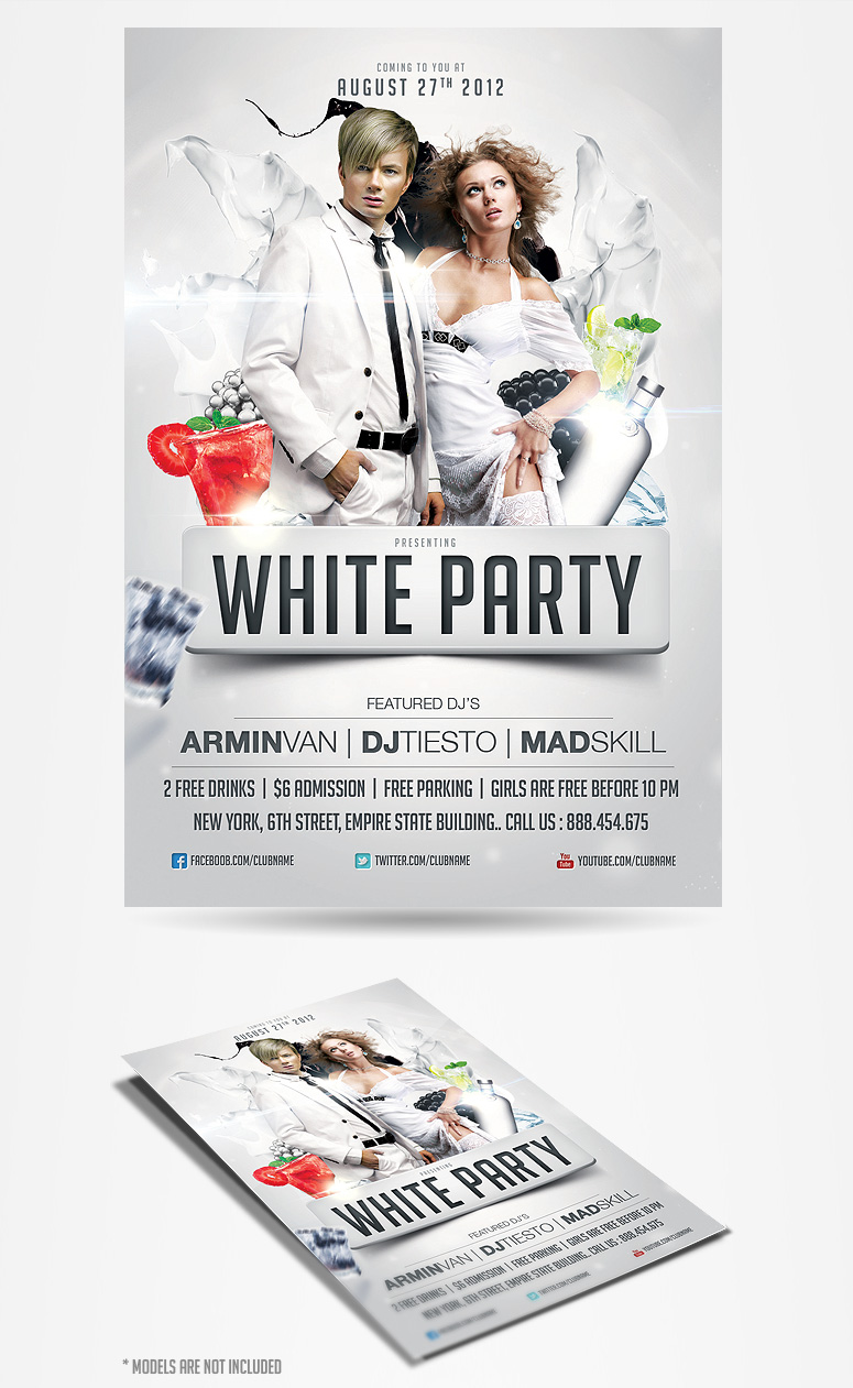 23 All White Party Flyer PSD Template Images - All White Party Inside All White Party Flyer Template Free