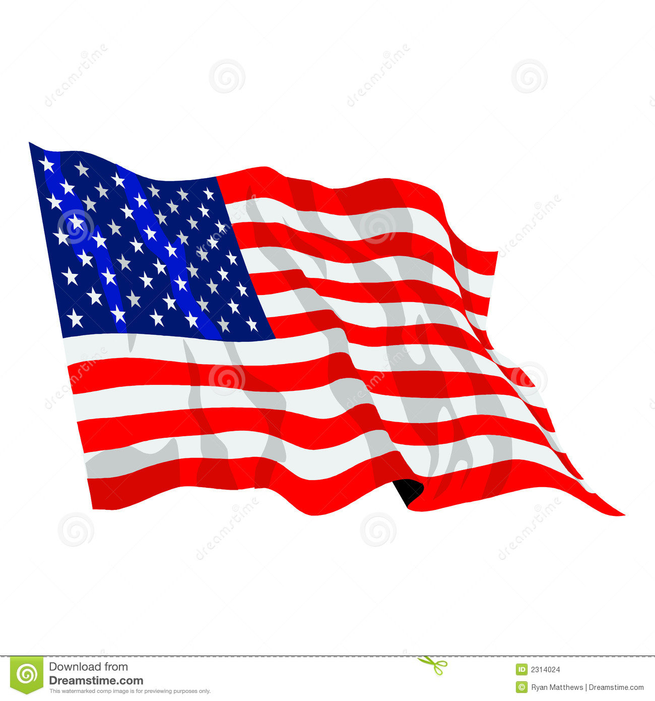 American Flag Waving Vector Clip Art