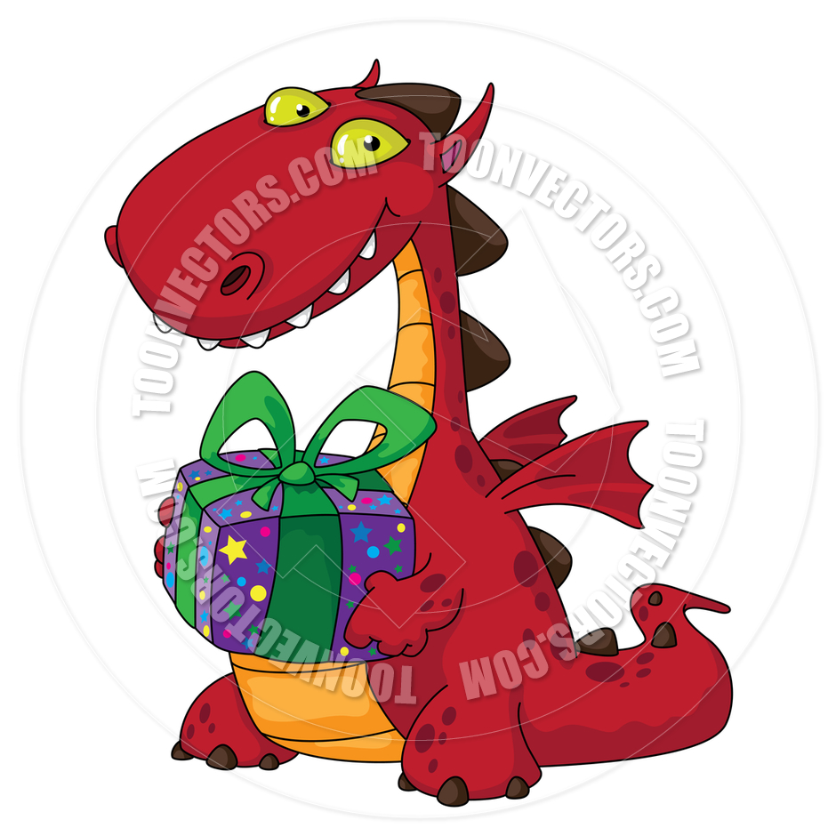 Birthday Dragon Cartoon Vector
