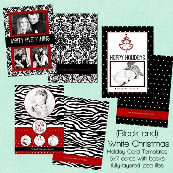 Black and White Christmas Card Templates