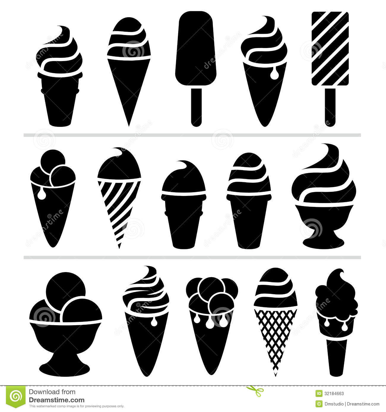 Black and White Clip Art Ice Cream