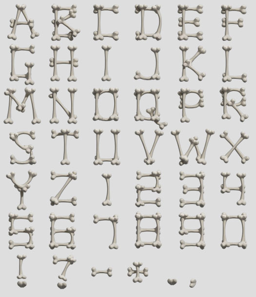 Bone Font Alphabet Letters