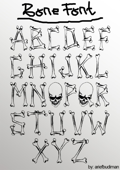 Bone Font Alphabet Letters