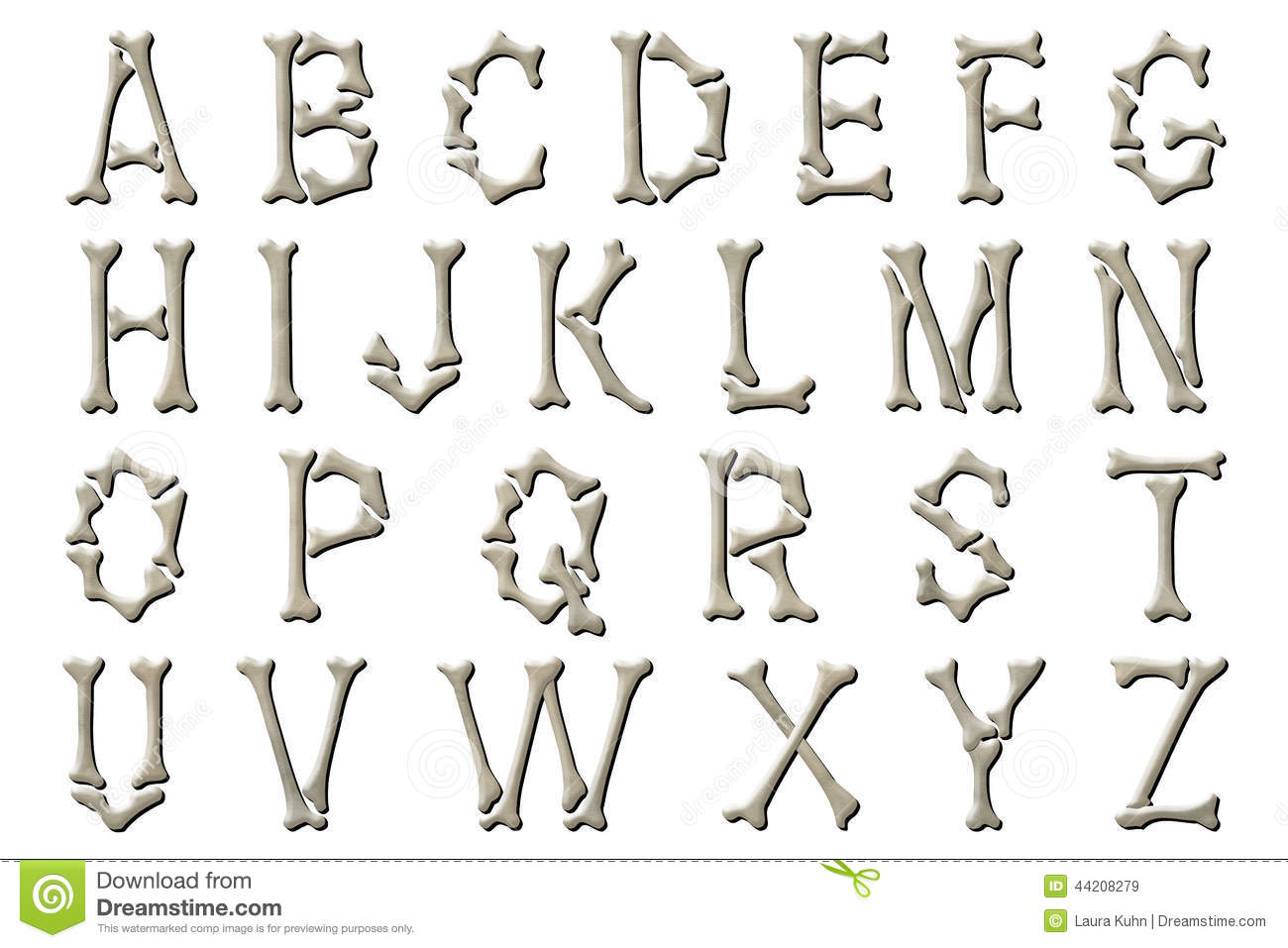 Bone Font Alphabet Letters