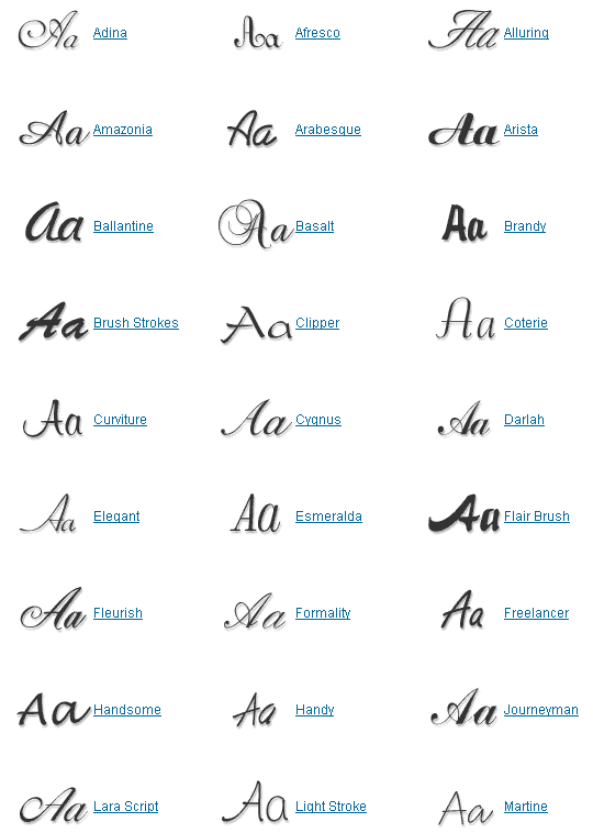 Calligraphy Handwriting Fonts