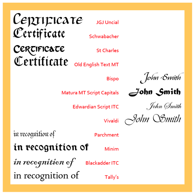 Certificate Font Styles