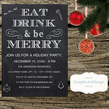 Chalkboard Christmas Party Invitation Template