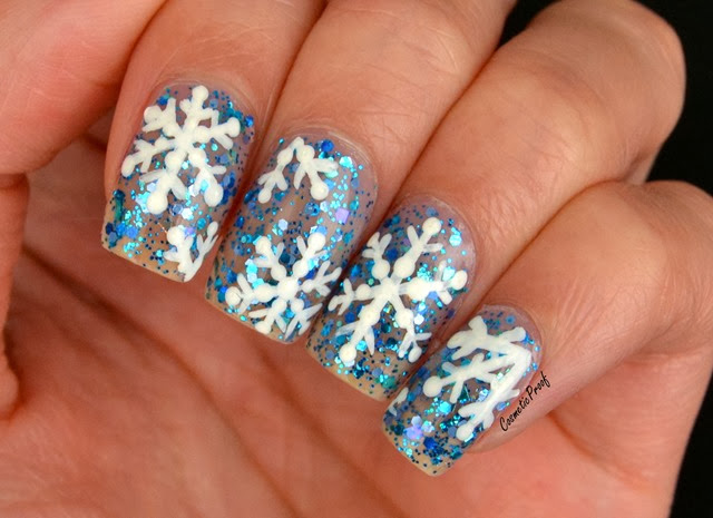 Christmas Snowflake Acrylic Nail Art