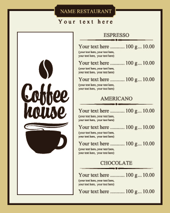 Coffee Shop Menu Templates Free