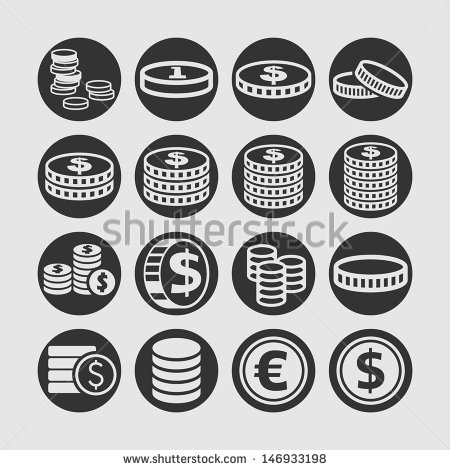 Coin Icon Black and White