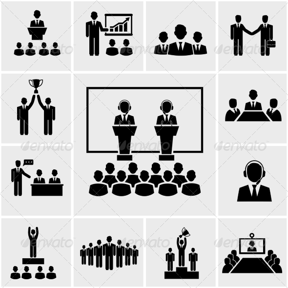 Conference Meeting Icon Vector