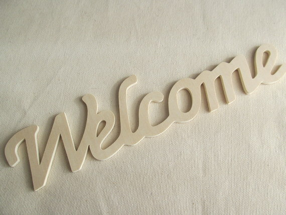 Cursive Wood Word Welcome