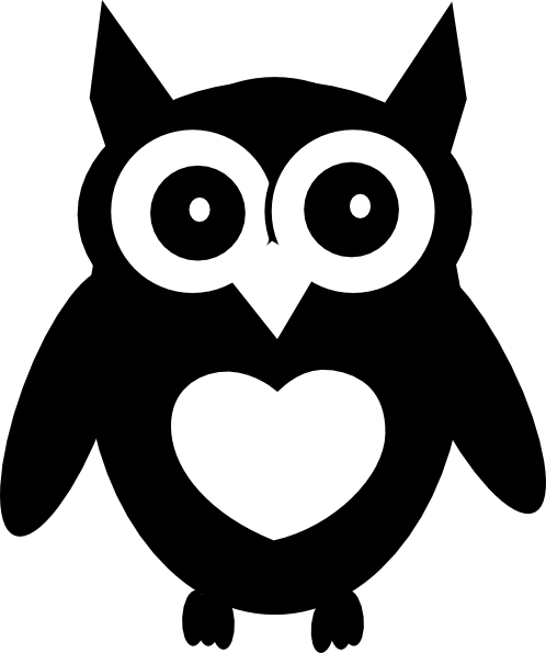 Cute Owl Clip Art Black and White