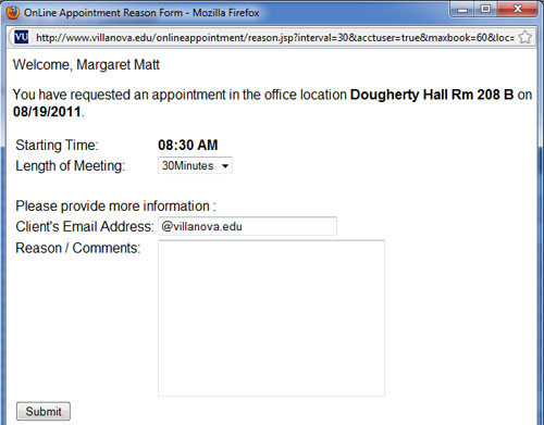 Email Confirming Appointment