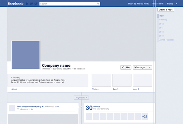 11 2013 Facebook Timeline Template PSD Images