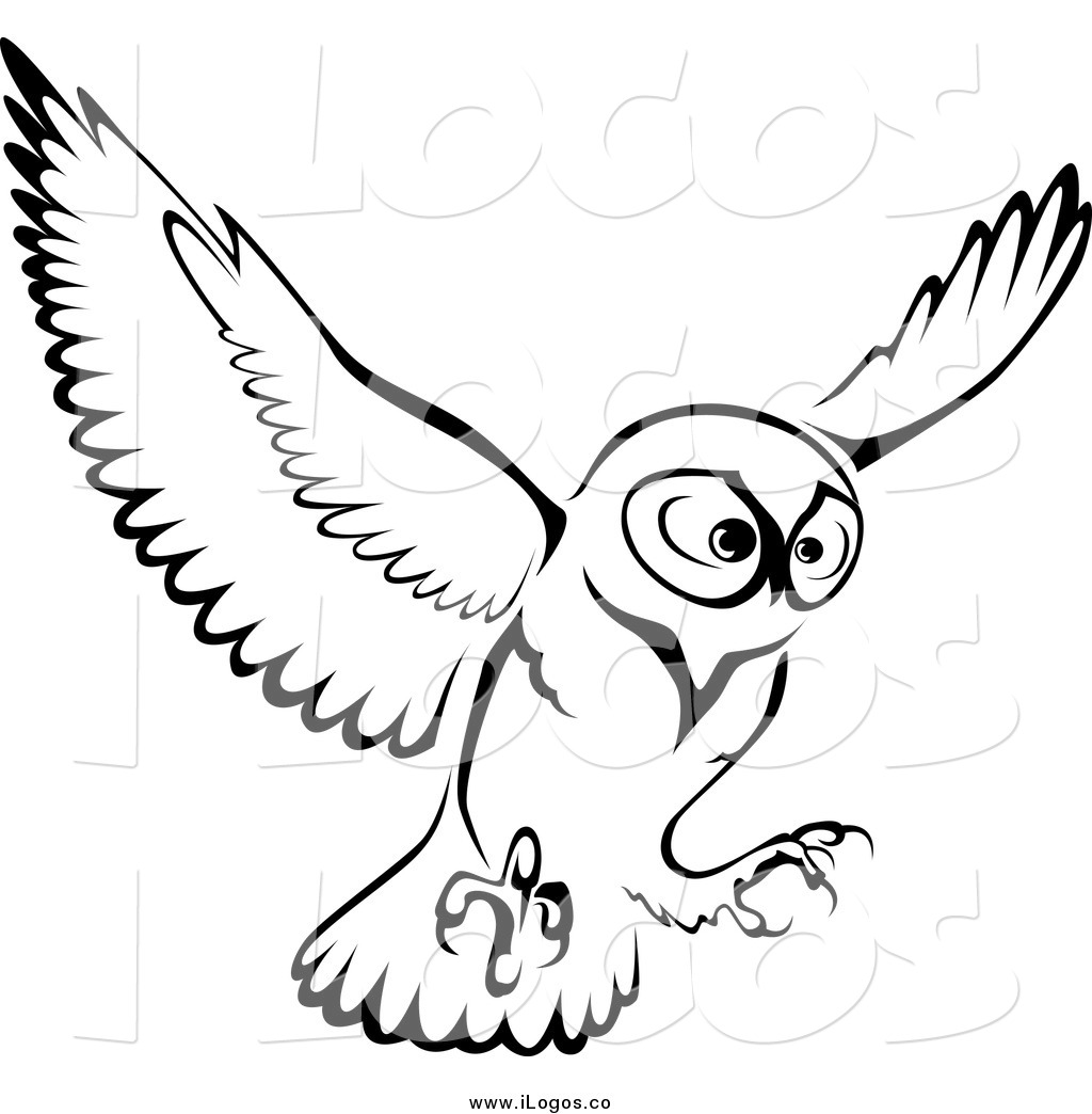 Flying Owl Clip Art Black and White