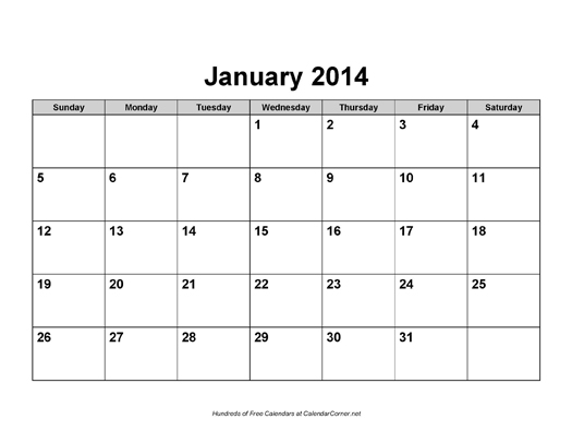 Free 2014 Calendar with Holidays