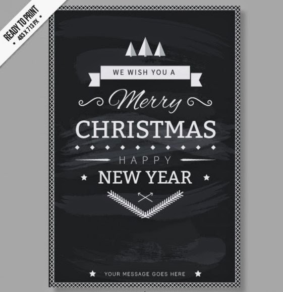 15 Black And White Christmas Card Templates Psd Images