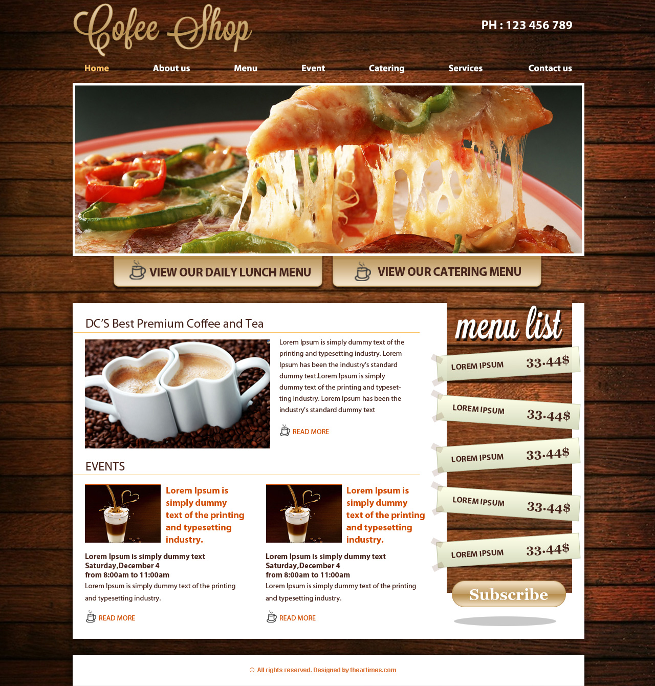 Free Restaurant PSD Template